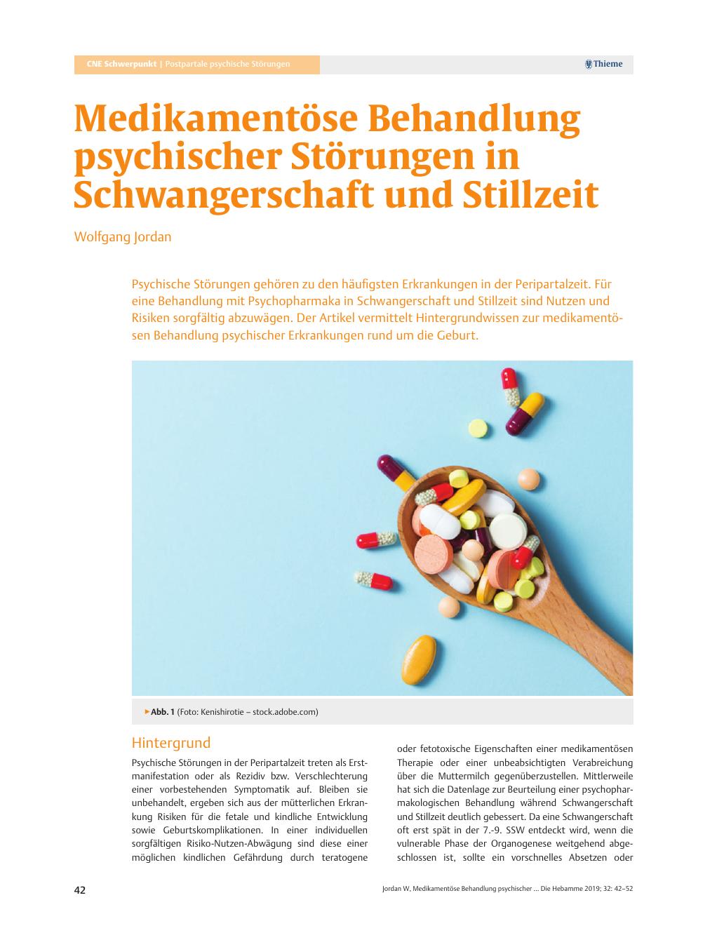 Vorschauseite 1: Medikamentöse Behandlung psychischer Störungen in Schwangerschaft und Stillzeit