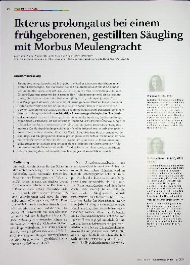 Vorschauseite 1: Ikterus prolongatus bei einem frühgeborenen, gestillten Säugling mit Morbus Meulengracht