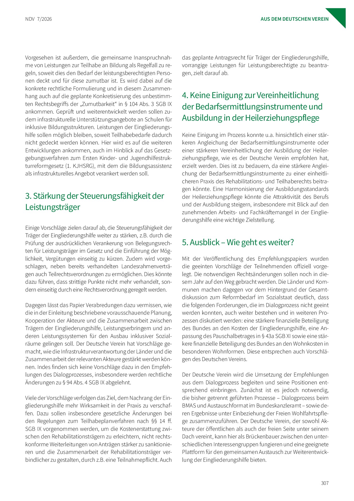 Vorschauseite 3: Eingliederungshilfe: Empfehlungspapier des Dialogprozesses veröffentlicht