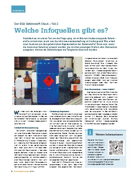 Vorschauseite 1: Der GDA Gefahrstoff-Check – Teil 2: Welche Informationsquellen gibt es?