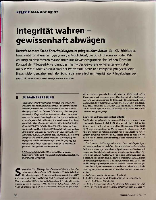 Vorschauseite 1: Integrität wahren - gewissenhaft abwägen