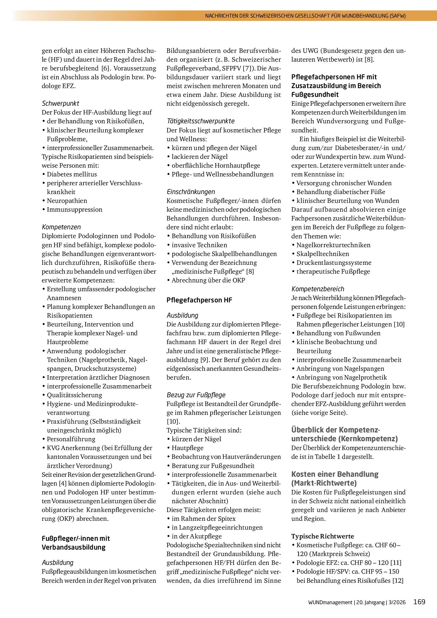 Vorschauseite 2: Berufsprofile, Kompetenzen und Versorgungsstrukturen der Fußpflege in der Schweiz