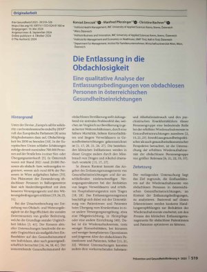 Vorschauseite 1: Die Entlassung in die Obdachlosigkeit