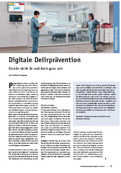 Vorschauseite 1: Digitale Delirprävention: Gerade nicht da und doch ganz nah
