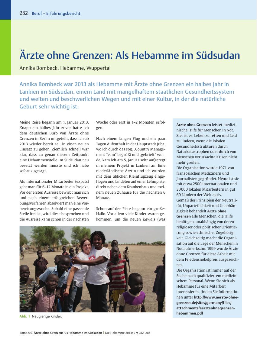 Vorschauseite 1: Ärzte ohne Grenzen: Als Hebamme im Südsudan