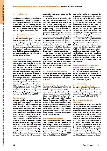 Vorschauseite 2: Konvergenzen zwischen der Sprechleistung und der Alltagskommunikation von Kindern mit Lippen-Kiefer-Gaumen-Segel-Fehlbildungen*