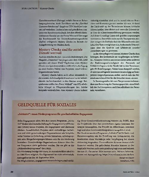 Vorschauseite 2: Mit „Mystery Checks“ die Qualität sozialer Dienstleistungen verbessern