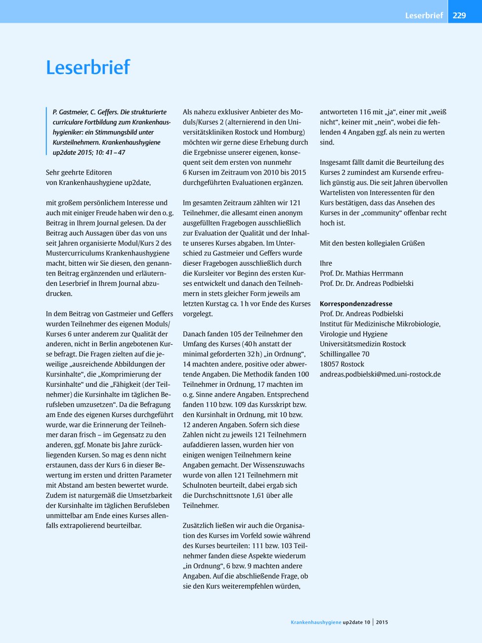 Vorschauseite 1: Leserbrief