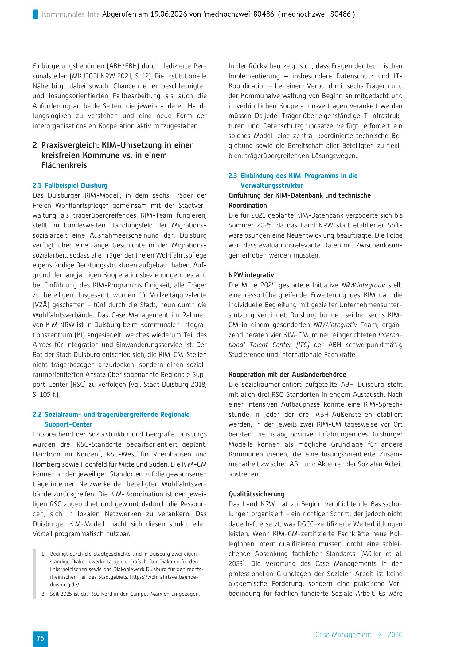 Vorschauseite 2: Kommunales Integrationsmanagement (KIM NRW) in Borken und Duisburg: Ein Vergleich zwischen Stadt und Land