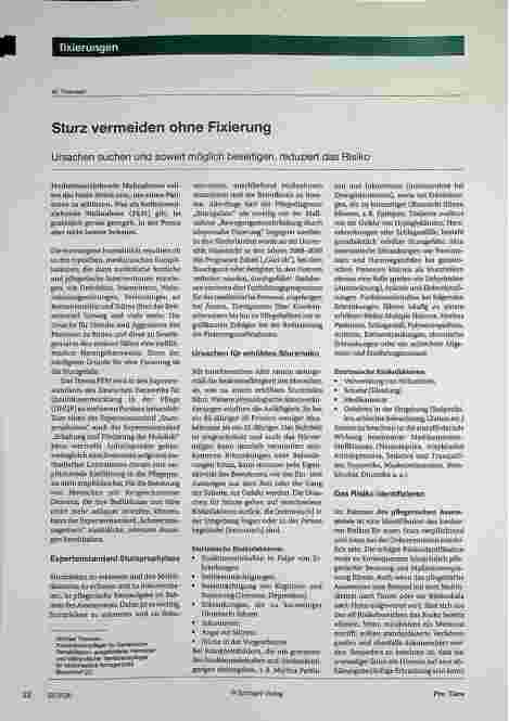 Vorschauseite 1: Sturz vermeiden ohne Fixierung. Ursachen suchen und soweit möglich beseitigen, reduziert das Risiko.