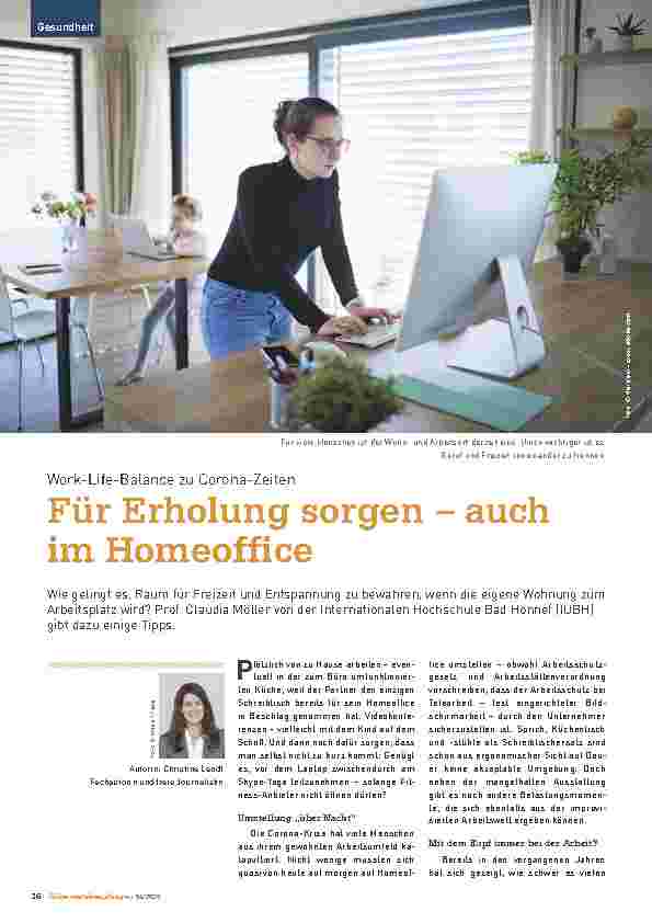Vorschauseite 1: Work-Life-Balance zu Corona-Zeiten: Für Erholung sorgen – auch im Homeoffice