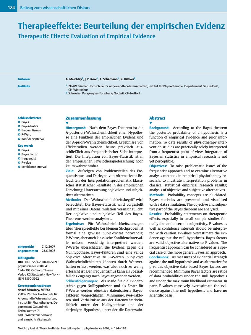 Vorschauseite 1: Therapieeffekte: Beurteilung der empirischen Evidenz