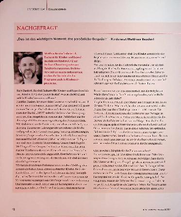 Vorschauseite 1: „Das ist das wichtigste Moment: das persönliche Gespräch“ - Kinderarzt Matthias Basdorf