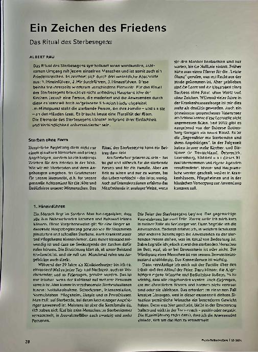 Vorschauseite 1: Ein Zeichen des Friedens: Das Ritual des Sterbesegens