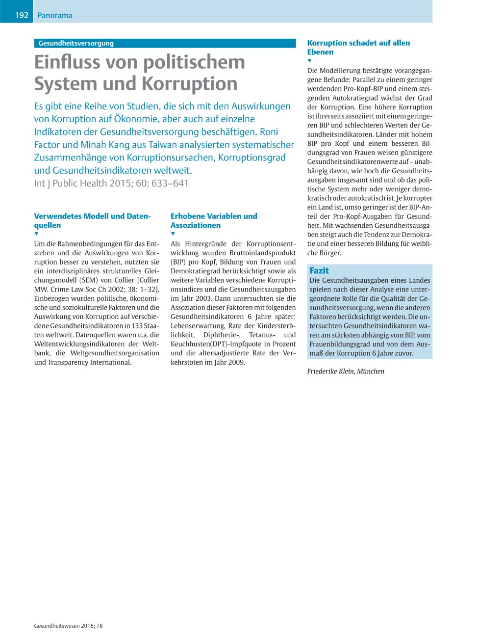 Vorschauseite 1: Einfluss von politischem System und Korruption