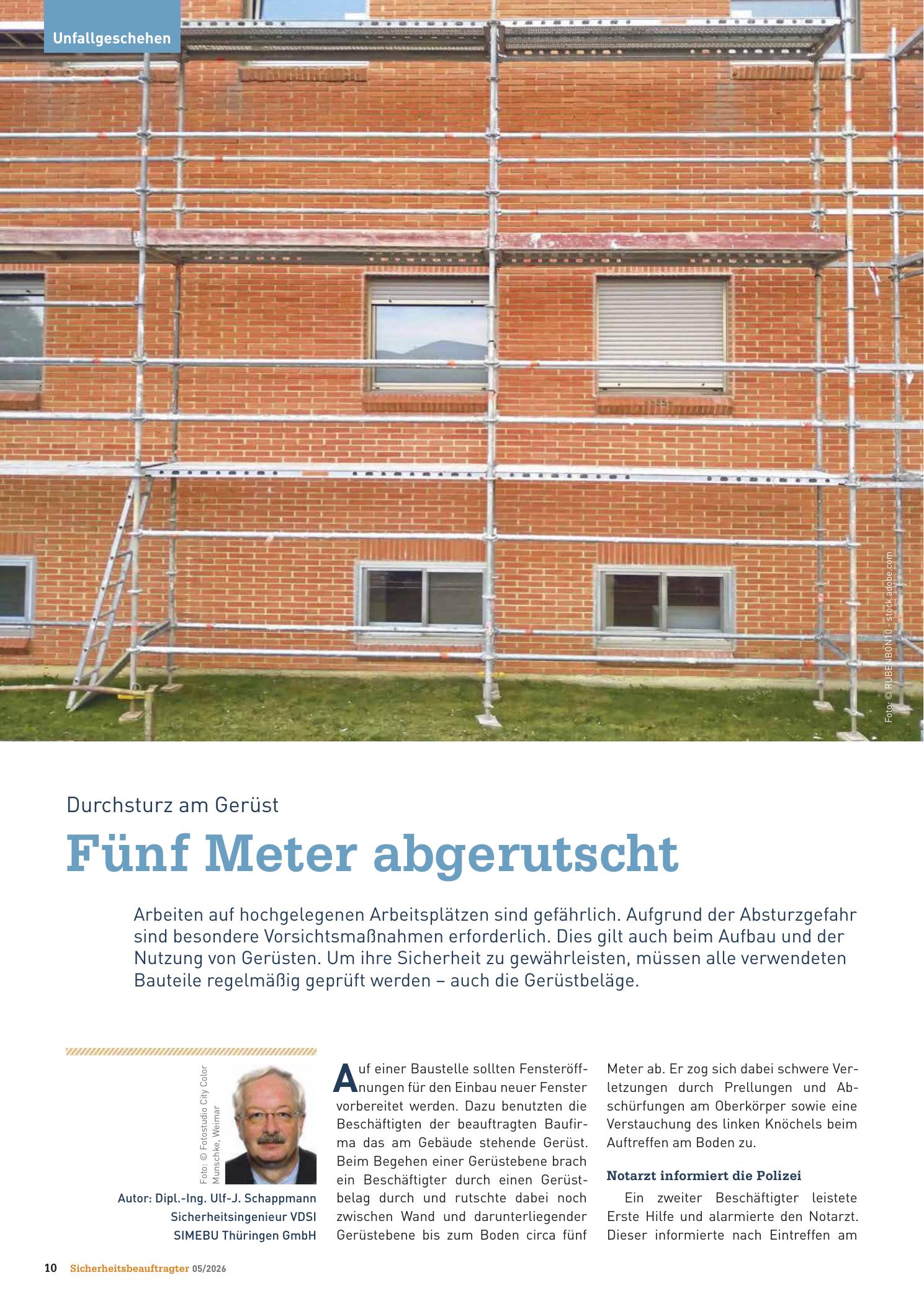 Vorschauseite 1: Durchsturz am Gerüst . Fünf Meter abgerutscht