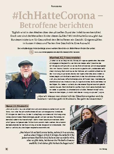 Vorschauseite 1: #IchHatteCorona – Betroffene berichten