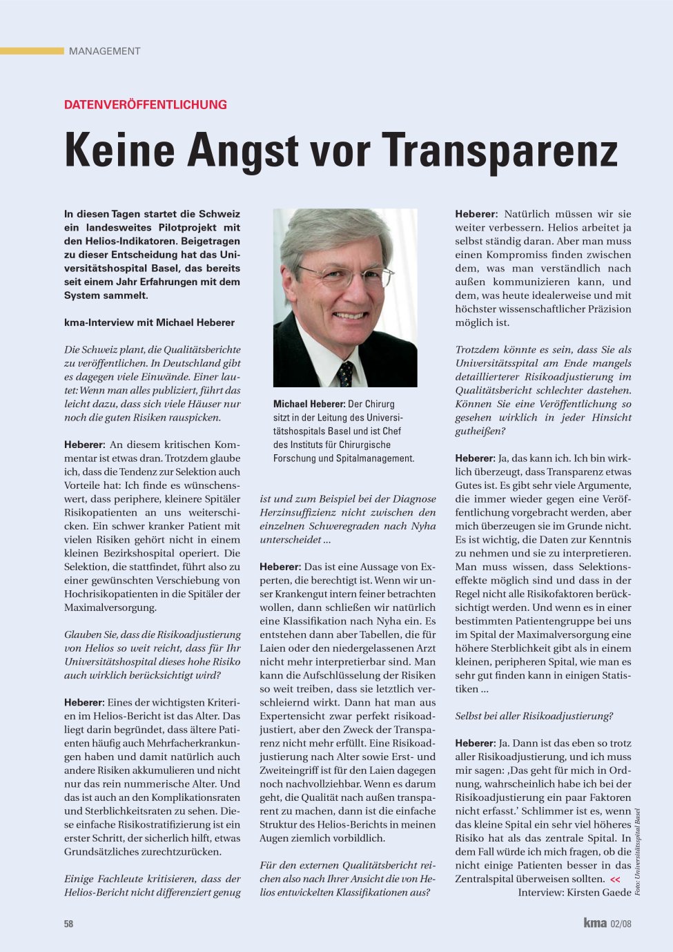 Vorschauseite 1: Keine Angst vor Transparenz