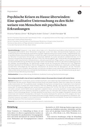 Vorschauseite 1: Psychische Krisen zu Hause überwinden: Eine qualitative Untersuchung zu den Sichtweisen von Menschen mit psychischen Erkrankungen