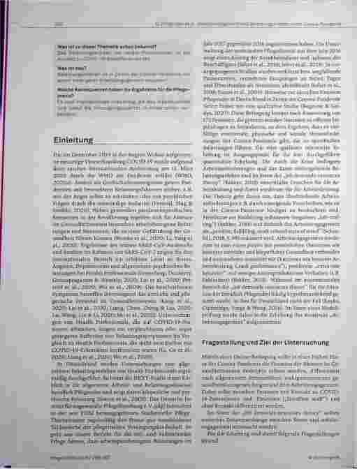 Vorschauseite 2: Arbeitsengagement und Belastungserleben von Health Professionals in Zeiten der Corona-Pandemie: Eine Querschnittstudie