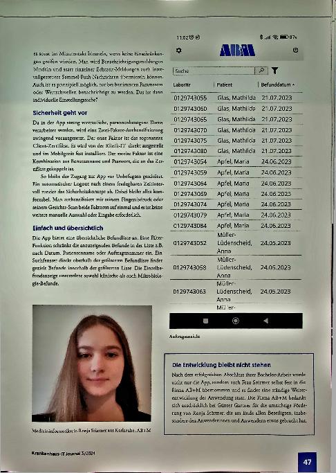 Vorschauseite 2: Kleiner Helfer für die Hosentasche - App für Stationsärzte liefert Befunde in Echtzeit per Push-Nachricht.