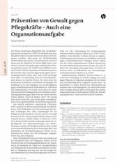 Vorschauseite 1: Prävention von Gewalt gegen Pflegekräfte - Auch eine Organisationsaufgabe