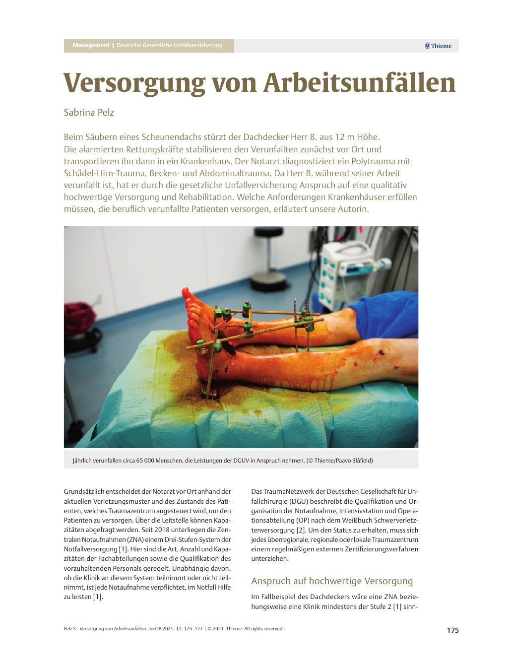 Vorschauseite 1: Versorgung von Arbeitsunfällen