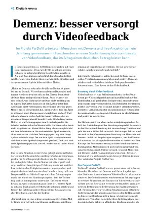 Vorschauseite 1: Demenz: besser versorgt durch Videofeedback