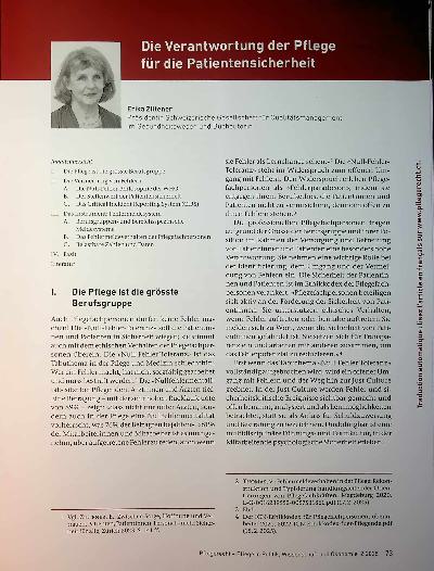 Vorschauseite 1: Die Verantwortung der Pflege für die Patientensicherheit