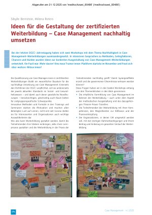 Vorschauseite 1: Ideen für die Gestaltung der zertifizierten Weiterbildung – Case Management nachhaltig umsetzen