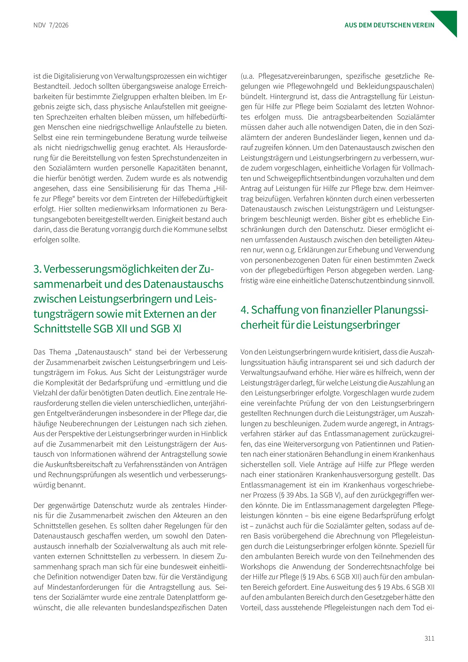 Vorschauseite 3: Wie können Leistungen für Hilfe zur Pflege mit weniger bürokratischem Aufwand erbracht werden? Ergebnisse eines Expertenworkshops des Deutschen Vereins