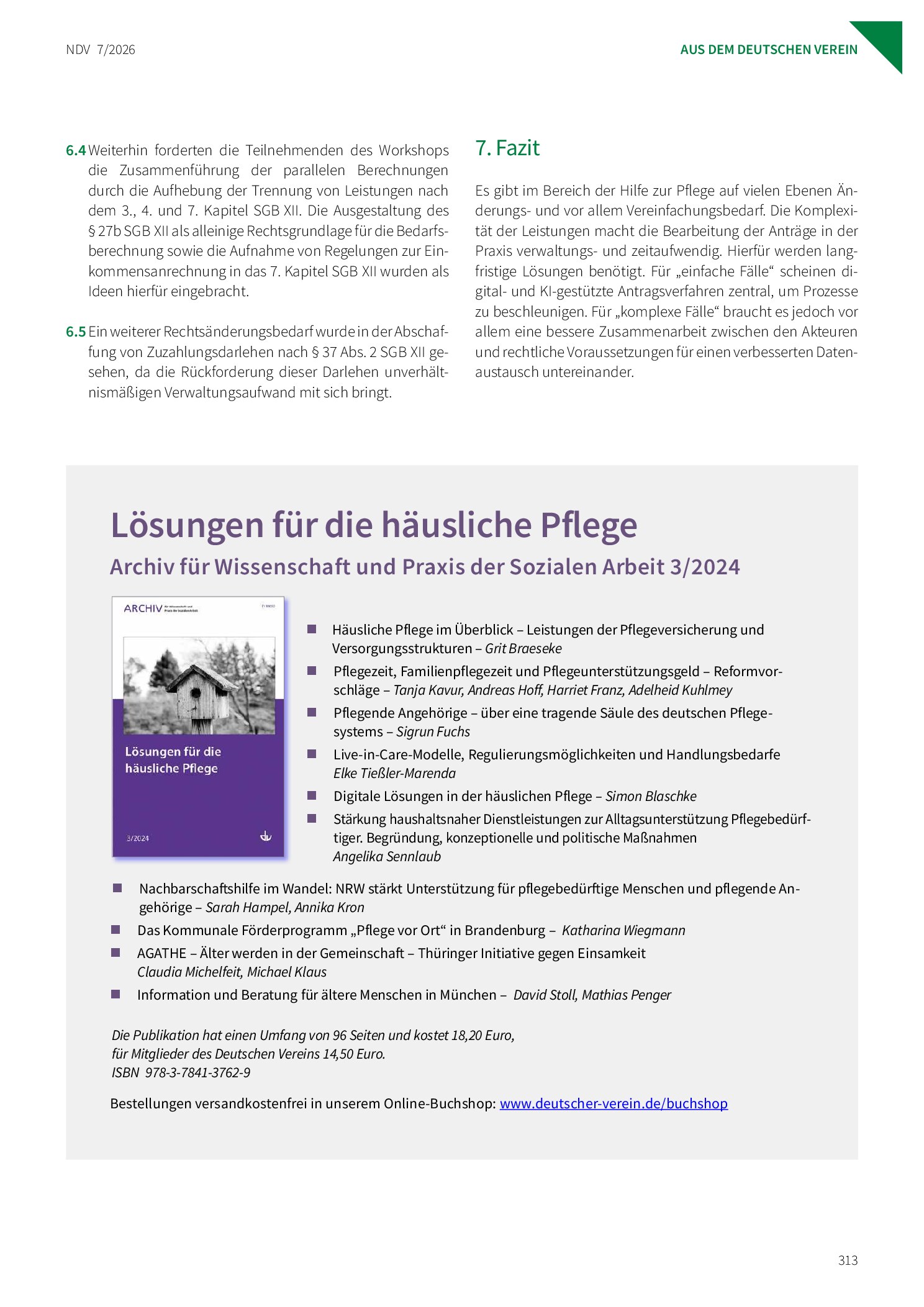 Vorschauseite 5: Wie können Leistungen für Hilfe zur Pflege mit weniger bürokratischem Aufwand erbracht werden? Ergebnisse eines Expertenworkshops des Deutschen Vereins