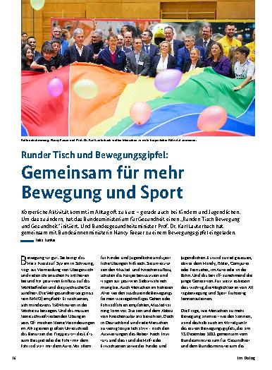 Vorschauseite 1: Runder Tisch und Bewegungsgipfel: Gemeinsam für mehr Bewegung und Sport