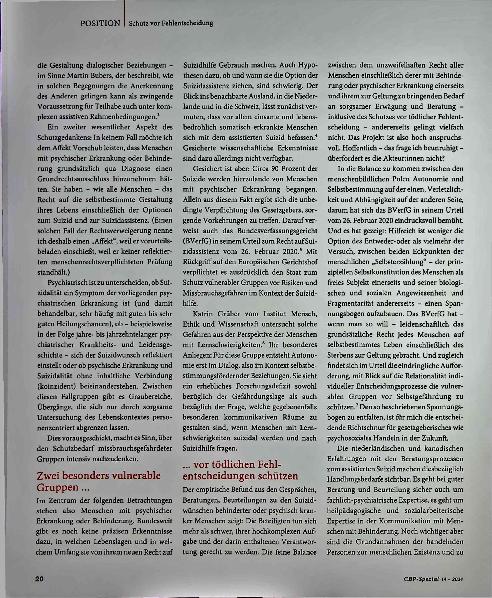 Vorschauseite 2: Suizidprävention setzt echte Inklusion voraus.