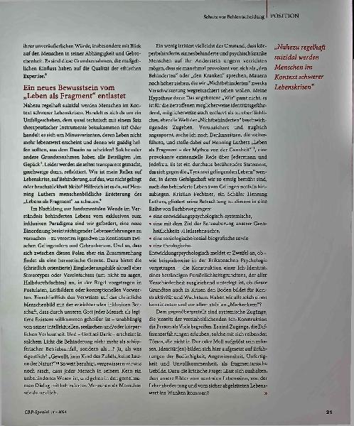 Vorschauseite 3: Suizidprävention setzt echte Inklusion voraus.