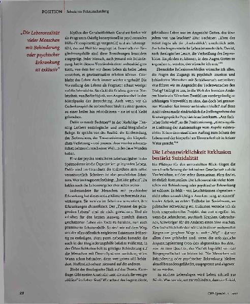Vorschauseite 4: Suizidprävention setzt echte Inklusion voraus.