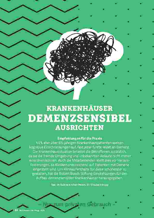 Vorschauseite 1: KRANKENHÄUSER DEMENZSENSIBEL AUSRICHTEN