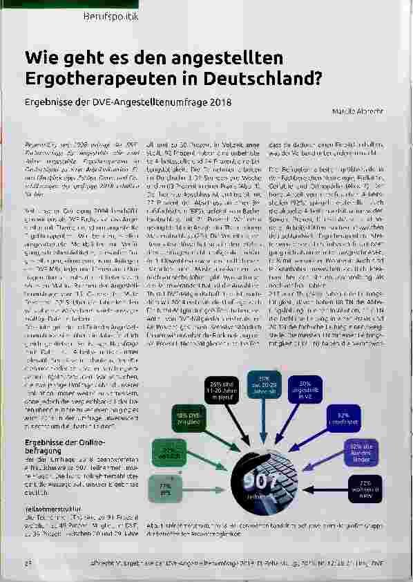 Vorschauseite 1: Wie geht es den angestellten Ergotherapeuten in Deutschland? Ergebnisse der DVE-Angestelltenumfrage 2018
