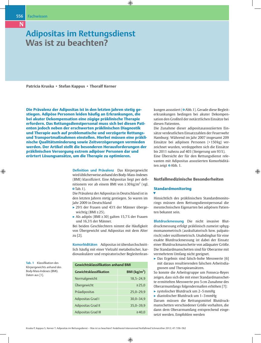 Vorschauseite 1: Adipositas im Rettungsdienst – Was ist zu beachten?