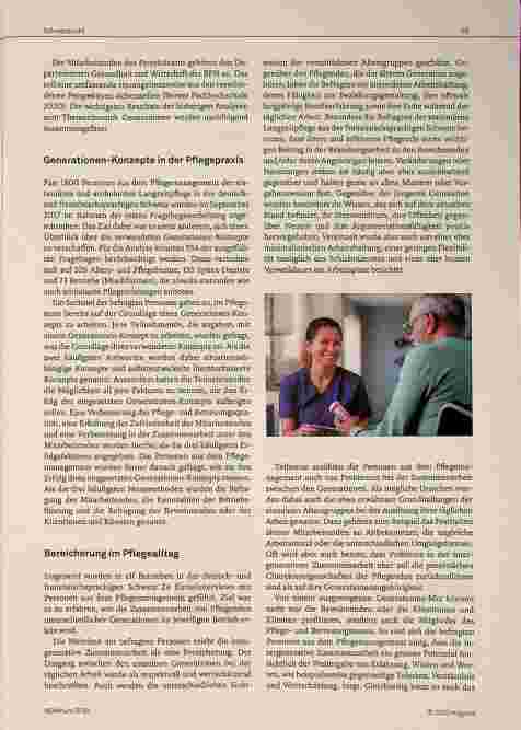 Vorschauseite 3: Verschiedene Generationen im Pflegeund Betreuungsteam: Erste Ergebnisse eines Projekts der Berner Fachhochschule