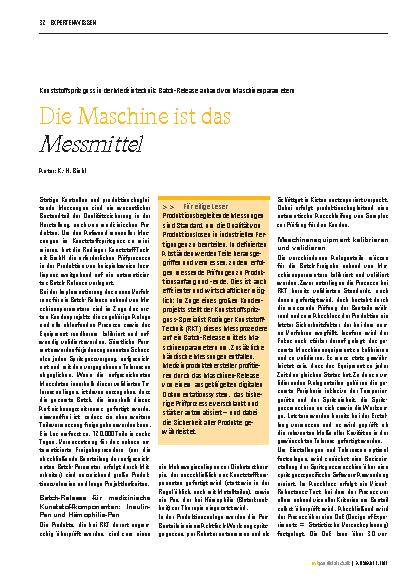 Vorschauseite 1: Die Maschine ist das Messmittel