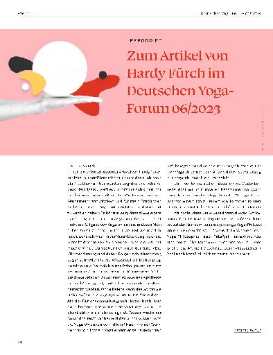 Vorschauseite 1: Zum Artikel von Hardy Fürch im Deutschen Yoga Forum 06/2023.