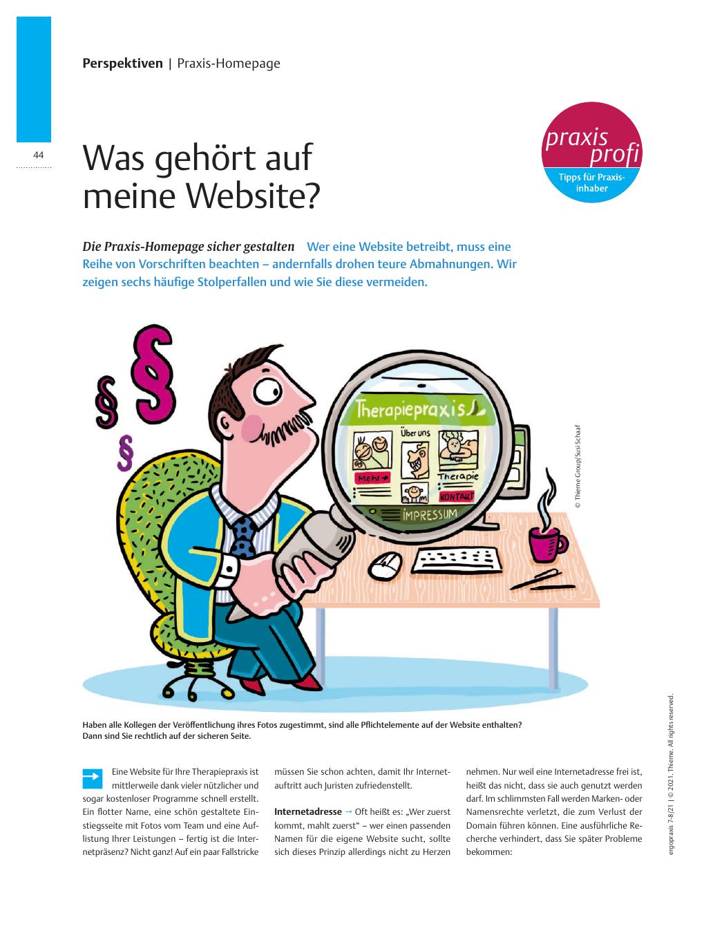 Vorschauseite 1: Was gehört auf meine Website? Die Praxis-Homepage sicher gestalten