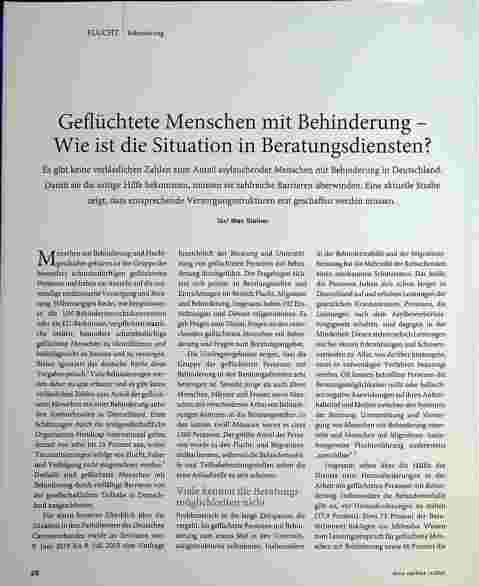 Vorschauseite 1: Geflüchtete Menschen mit Behinderung - Wie ist die Situation in Beratungsdiensten?