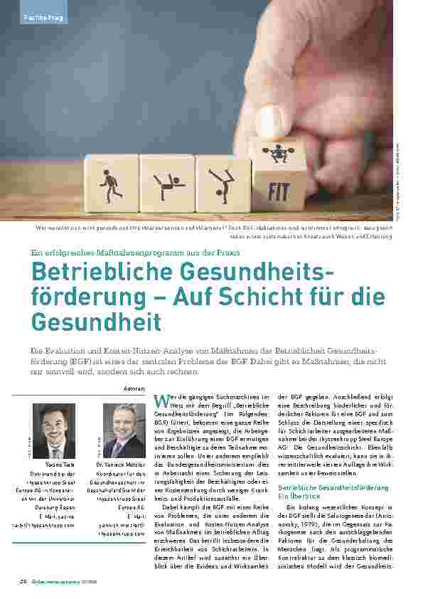Vorschauseite 1: Betriebliche Gesundheitsförderung – Auf Schicht für die Gesundheit