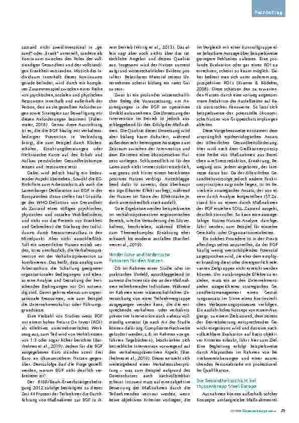 Vorschauseite 2: Betriebliche Gesundheitsförderung – Auf Schicht für die Gesundheit