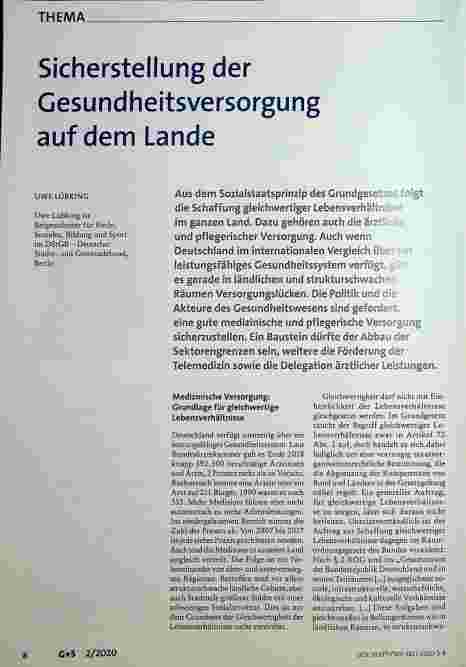 Vorschauseite 1: Sicherstellung der Gesundheitsversorgung auf dem Lande