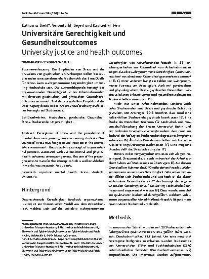 Vorschauseite 1: Universitäre Gerechtigkeit und Gesundheitsoutcomes