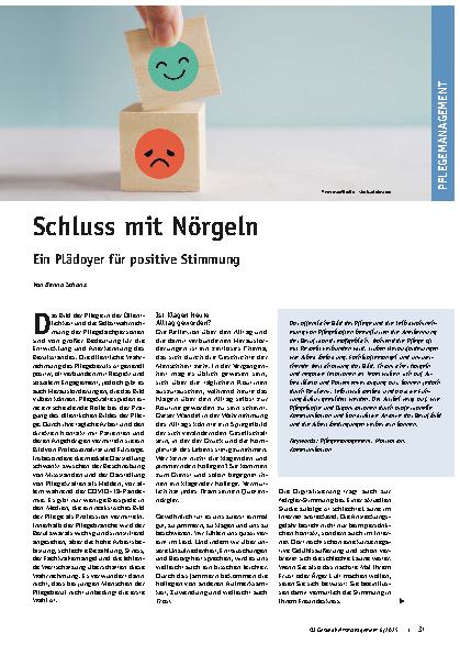 Vorschauseite 1: Schluss mit Nörgeln Ein Plädoyer für positive Stimmung