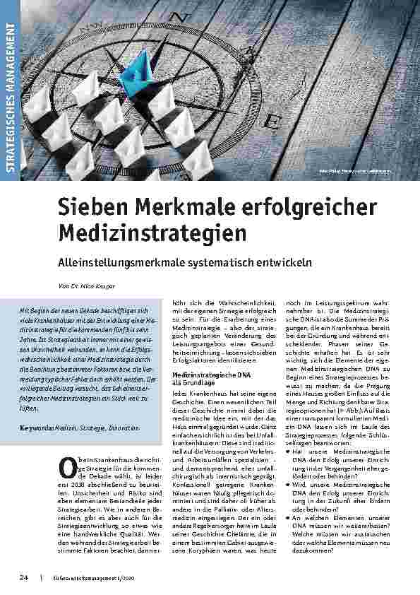 Vorschauseite 1: Sieben Merkmale erfolgreicher Medizinstrategien: Alleinstellungsmerkmale systematisch entwickeln.
